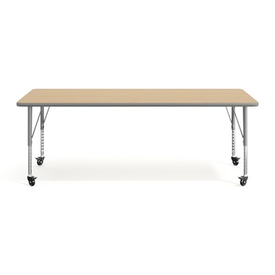 Flash Furniture Wren Rectangular Activity Table, 72" x 30", Height Adjustable, Light Natural Top/Silver Frame (XUA3072RECLNTPC)