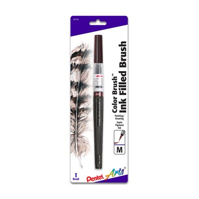 Pentel Arts Color Brush with Water-Based Ink, Sepia, 3/Pack (PTAGFLBP141-3)