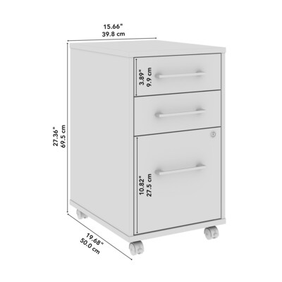 Bush Business Furniture Hustle 3 Drawer Mobile File Cabinet, Platinum Gray (HUF116PG)