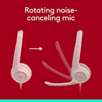 Logitech H390 USB-A Stereo Phone & Computer Headset, Rose (981-001280)
