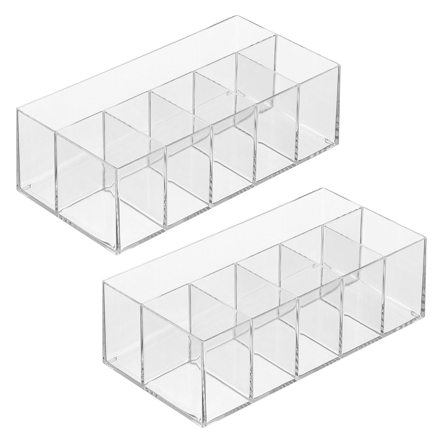 iDESIGN Stackable Plastic 6-Compartment Desk Organizer, Clear, 2 Piece (29108M2)