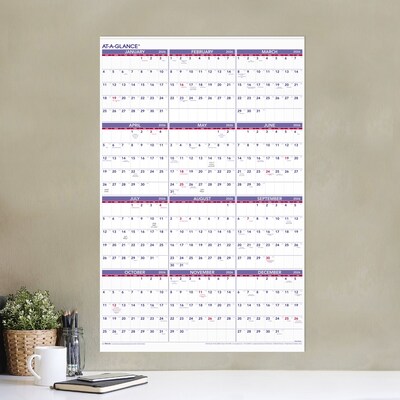 2026 AT-A-GLANCE 24" x 36" Yearly Wall Calendar, White/Purple (PM12-28-26)