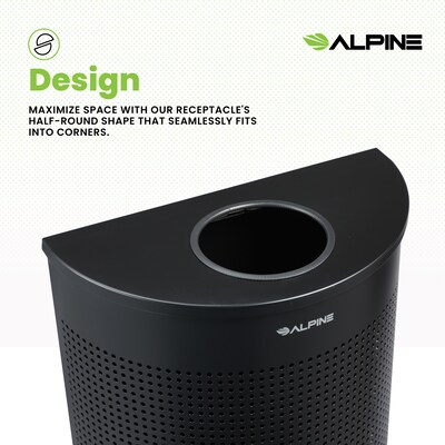 Alpine Industries Stainless Steel Trash Can, 12 Gallon, Black (ALP438-12HR-BLK)