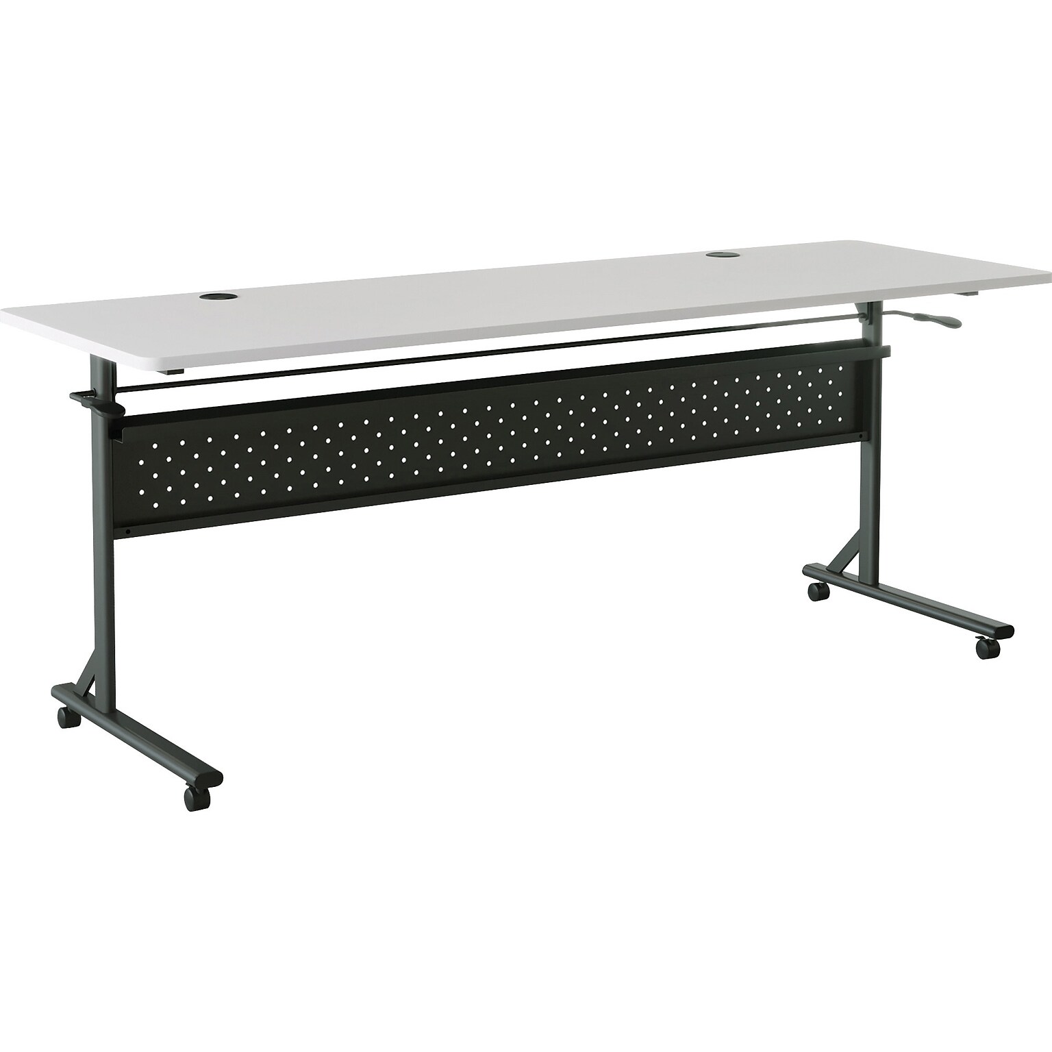 Lorell Shift 2.0 24W x 72D Foldable Flip & Nesting Mobile Table, Laminated, With Wheels, Gray (LLR60767)