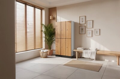 Alpine Industries 72" 2-Tier 2-Column Storage Locker, Oak (701-O-2-MK)