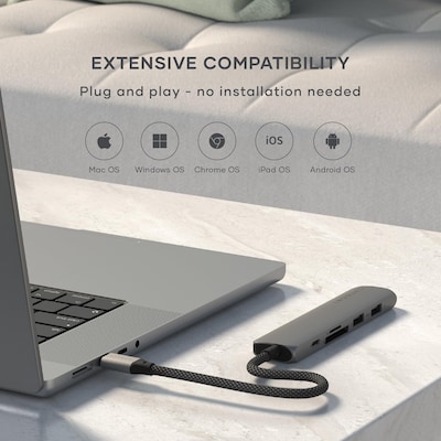 Satechi Slim 6-in-1 6-Port USB-C Hub, Space Gray (ST-P6SM)