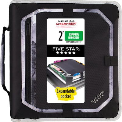 Five Star 2 3-Ring Zipper Binders, Black/Gray (29052IT8)