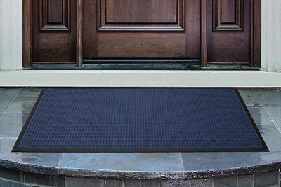 M + A Matting WaterHog Squares Classic Commercial Wiper/Scraper Entrance Floor Mat, 4 x 6, Navy (2006146170)