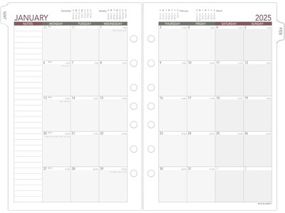 2025 AT-A-GLANCE 5.5 x 8.5 Monthly Planner Refill Pages, White/Gray (061-685Y-25)