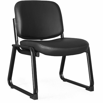 Lorell Deluxe Leather Guest Chair with Sled Base, Black (LLR84597)