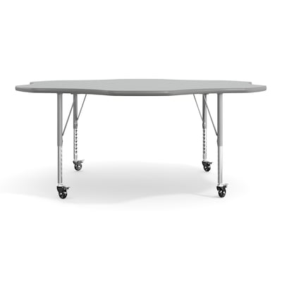 Flash Furniture Wren 60" Flower Activity Table, Height Adjustable, Gray Top/Silver Frame (XUA60FLRGTPC)