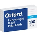 Oxford Heavy Weight 3 X 5 Index Cards, Lined, White, 100/Pack (OFX63500)