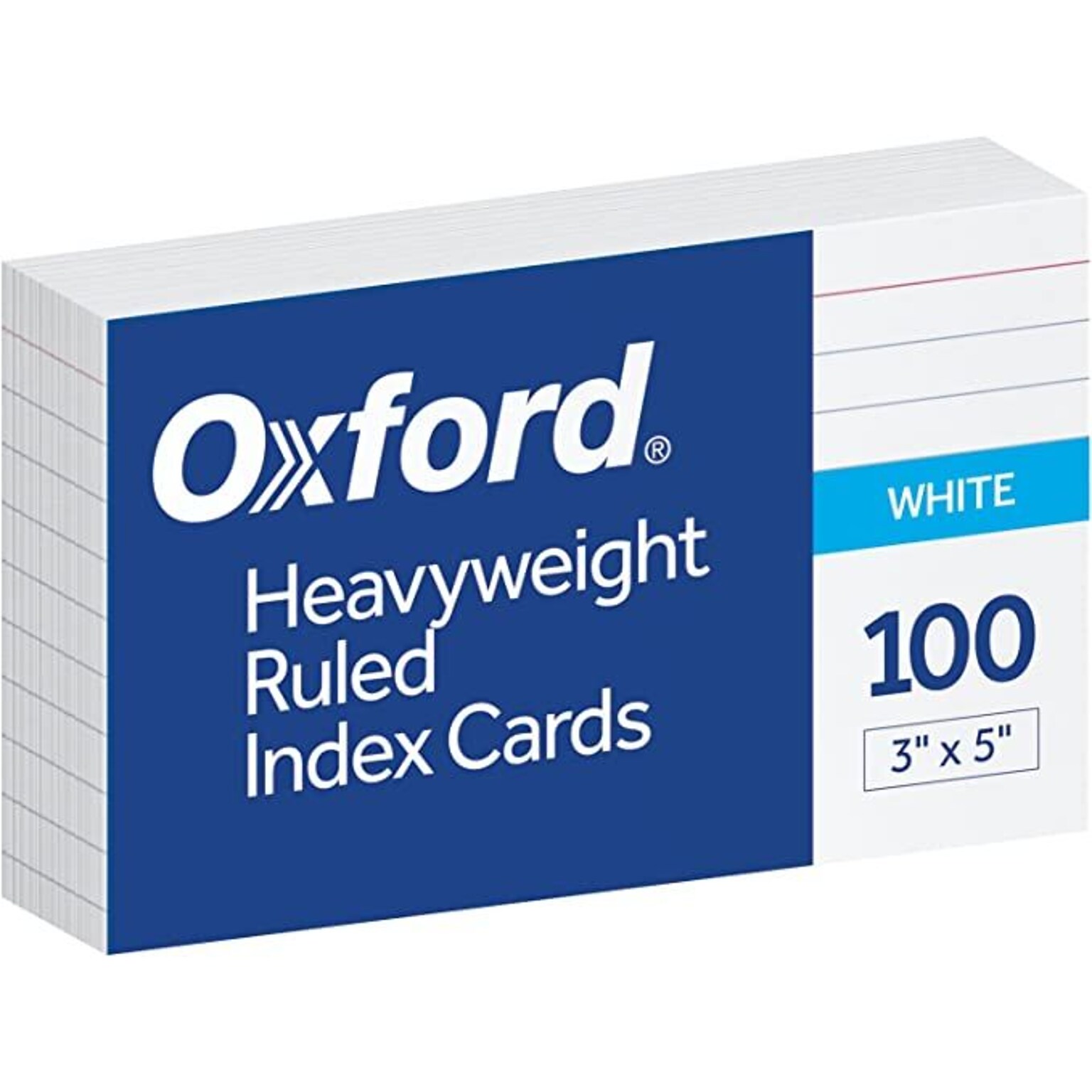 Oxford Heavyweight Lined Index Cards, 3 x 5, White, 100 Cards/Pack (OFX63500)
