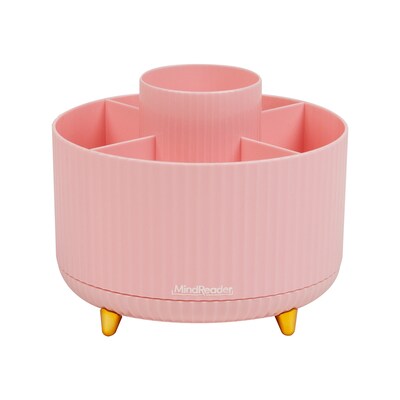 Mind Reader 5-Compartment Rotating Plastic Pen Holder, Pink (SPINPEN-PNK)