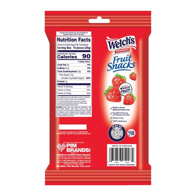 Welchs Gluten Free Strawberry Fruit Gummies, 5 oz., 12 Bags/Box (PIM05096)