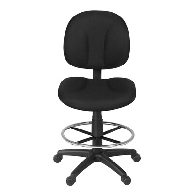 Regency Comfort Series Armless Fabric Drafting Chair with Footrest and Lumbar Support, Black (105-DK-BK)