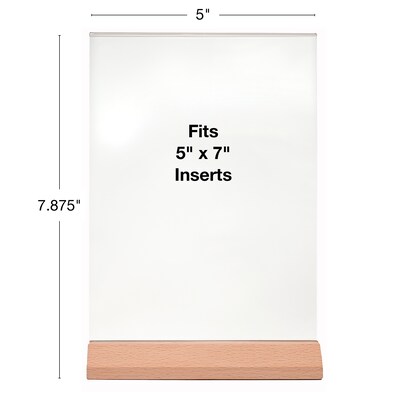Excello Global Products Generic Holder, 5 x 7, Desktop/Countertop, Brown Acrylic (SGNH-WB-5X7)