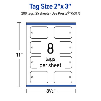 Avery 2" x 3"  Blank Price & Merchandise Tags, White, 200/Carton (95317-MWT25)