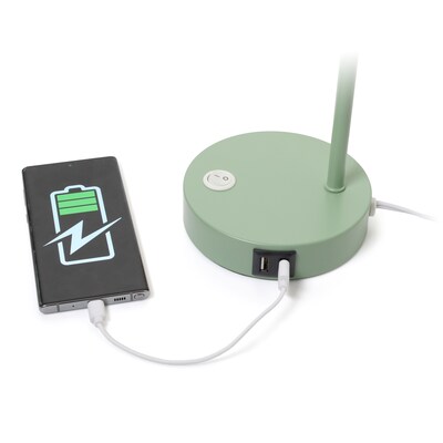 Simple Designs Sleek Essentials LED Desk Lamp, 15.2", with USB Ports, Sage Green (LD1072-SGE)