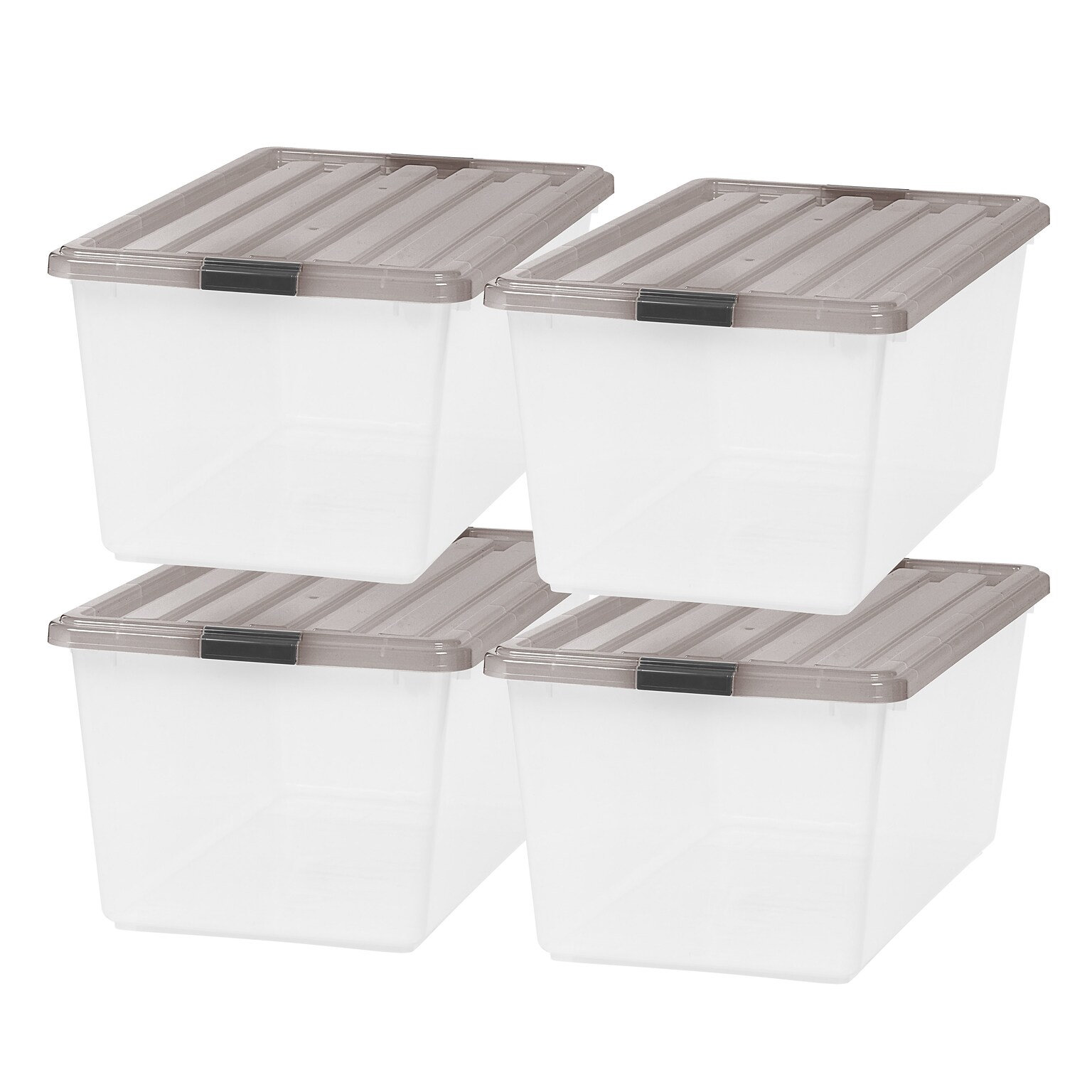 Iris 91 Quart Storage Container with Lid, Plastic, Gray, 4/Pack (500253)