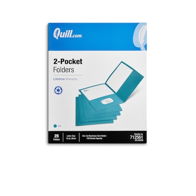 Quill Brand® 2-Pocket Folders, Teal, 25/Box (712561)