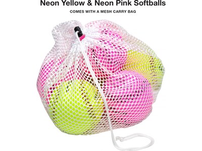 Xcello Sports Fast-Pitch Softballs, Neon Yellow/Neon Pink, 6/Pack (XS-SOFTBALL-PC)