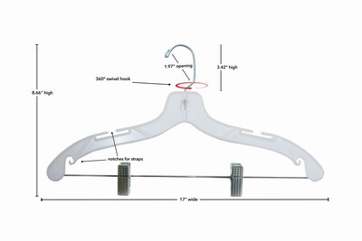 Nahanco 17" Plastic Heavy Weight Suit Hanger, Clear, 100/Box (500RC)