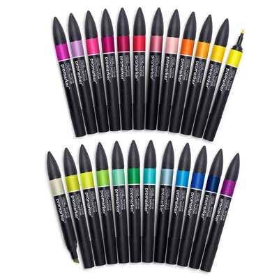 Winsor & Newton Promarker Dual-Tip Student Designer Marker, Strong Colors, 24/Pack (WNX0290030)