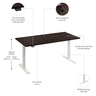 Bush Business Furniture Move 60 Series 60"W Electric Adjustable Standing Desk, Black Walnut (M6S6030BWWK)
