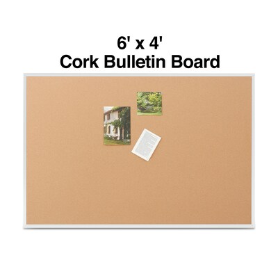 Quill Brand® Standard Durable Cork Bulletin Board, Aluminum Frame, 6W x 4H (28317-CC)