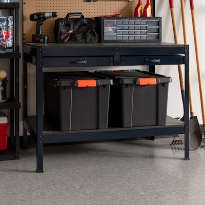 Iris 78 Quart Heavy Duty Store-It-All Plastic Latching Storage Tote,  Black (500216)