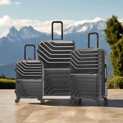 InUSA Aurum 3-Piece Hardside Spinner Luggage Set, TSA Checkpoint Friendly, Black (IUAURSML-BLK)