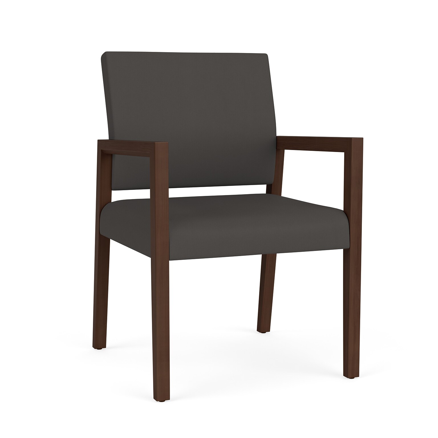 Lesro Brooklyn Vinyl Guest Chair, Patriot Plus Charcoal/Walnut (BK1101.WWL-01PPCH)