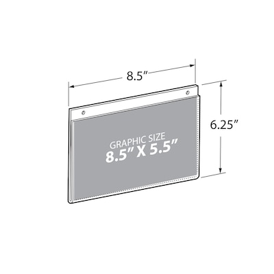 Azar Displays Wall Hanging Sign Holder, 8.5 x 5.5, Horizontal, Wall Mounted, Clear, Acrylic, 10/Pack (162727)