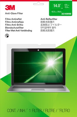3M Anti-Glare Privacy Filter for 14" Widescreen Monitor, 16:9 Aspect Ratio (AG140W9B)