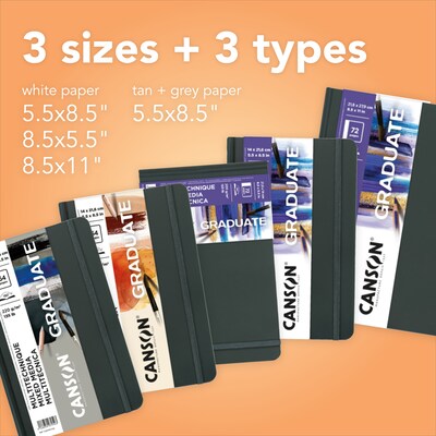 Canson Graduate 8.5" x 11" Mixed Media Sketch Book, 36 Sheets/Book (MCX31200L032)