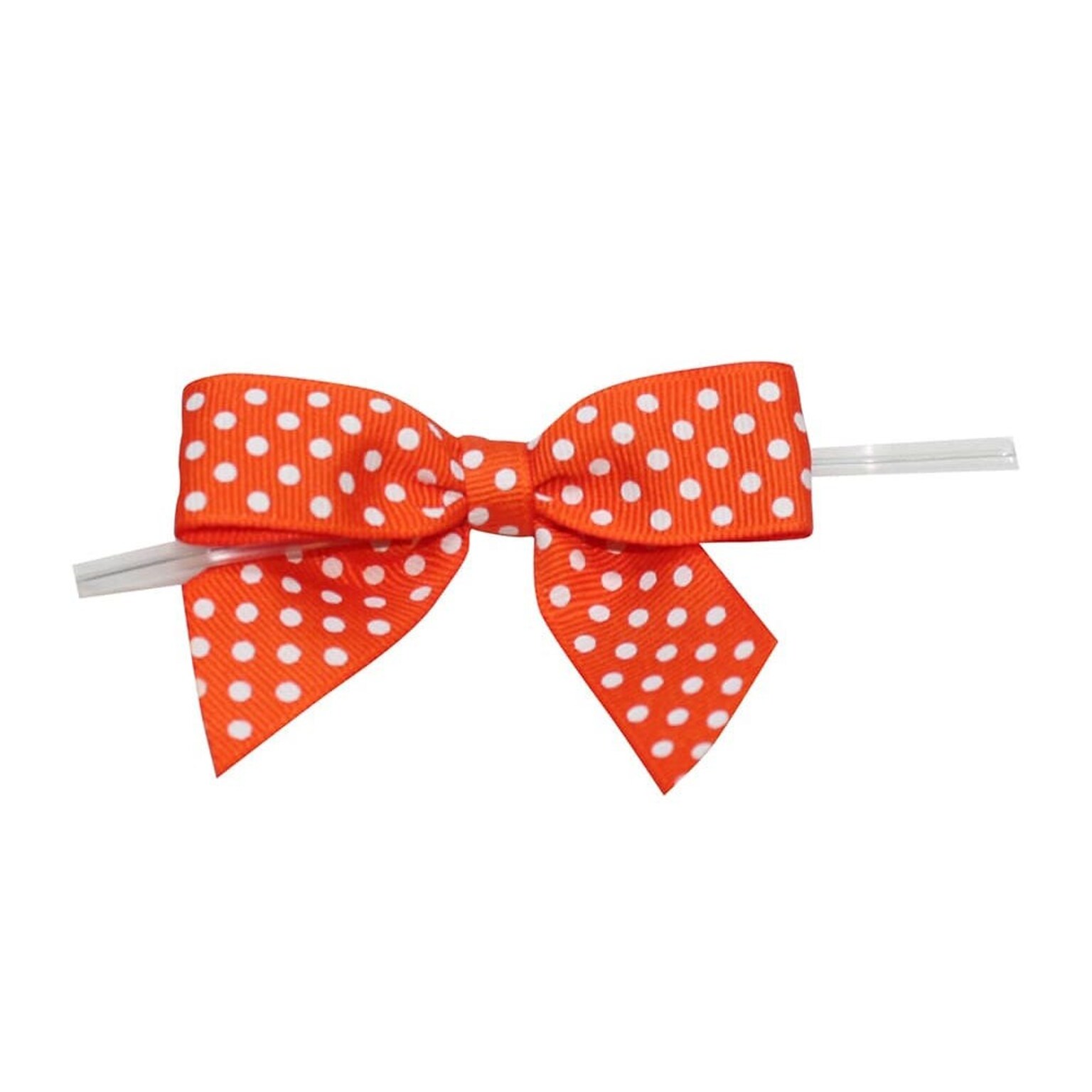 JAM Paper Grosgrain Bows, Orange with White Polka Dots, 100/Pack (52640349348)