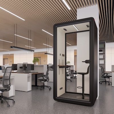 FlexiSpot NeoPod Modular Series 1-Person Privacy Booth with Switchable Privacy Glass, Black (P1FC-3B-Pro)