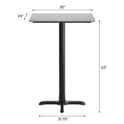 Flash Furniture Acadia Wooden Dining Table with X-Base, 23.75"D x 29.75"W, Gray Faux Concrete/Black Base (ST2430CGT2222B)