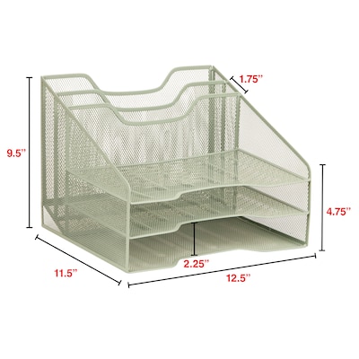 Staples 5-Compartment Metal Mesh File Organizer, Sage Green (ST63829)