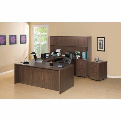 Lorell Essentials 3-Drawer Mobile Vertical File Cabinet, Letter/Legal Size, Lockable, 28.4"H x 15.5"W x 22"D, Walnut (LLR69983)