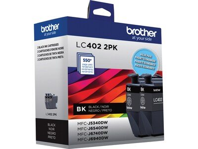 Brother LC402 Black Standard Yield Ink Cartridge, 2/Pack (LC4022PKS)