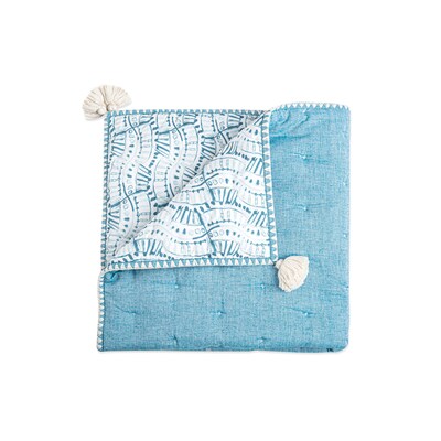 Baby Crane Kendi Quilted Blanket, Blue (BC-130QB)