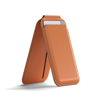 Vegan-Leather Magnetic Wallet Stand (Orange)