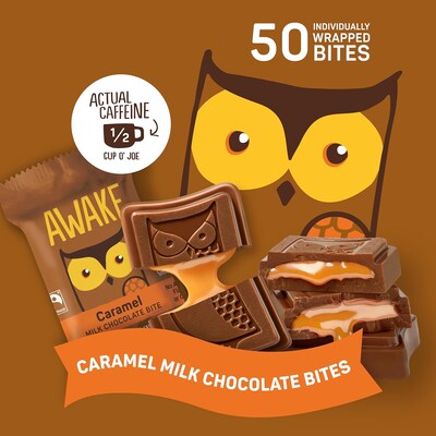 Awake Caffeinated Caramel Milk Chocolate Bites, 0.58 oz., 50 Pieces/Box (00453U)