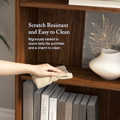 Bush Furniture Cabot 66"H 5-Shelf Bookcase with Adjustable Shelves, Modern Walnut (WC31066)