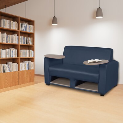 Regency Supernova Tablet Arm Loveseat w/ Storage, Navy Blue/Noble Oak (7702NOBE)