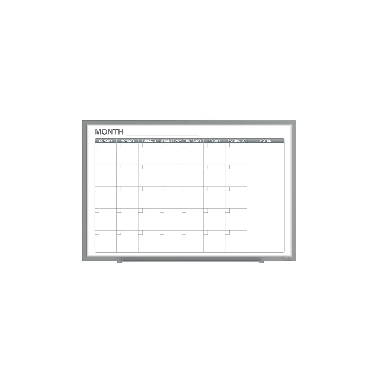Ghent Calendar Whiteboard with Aluminum Frame, 1 Month Calendar, Magnetic, 4H x 6W (GRPM331M-46)