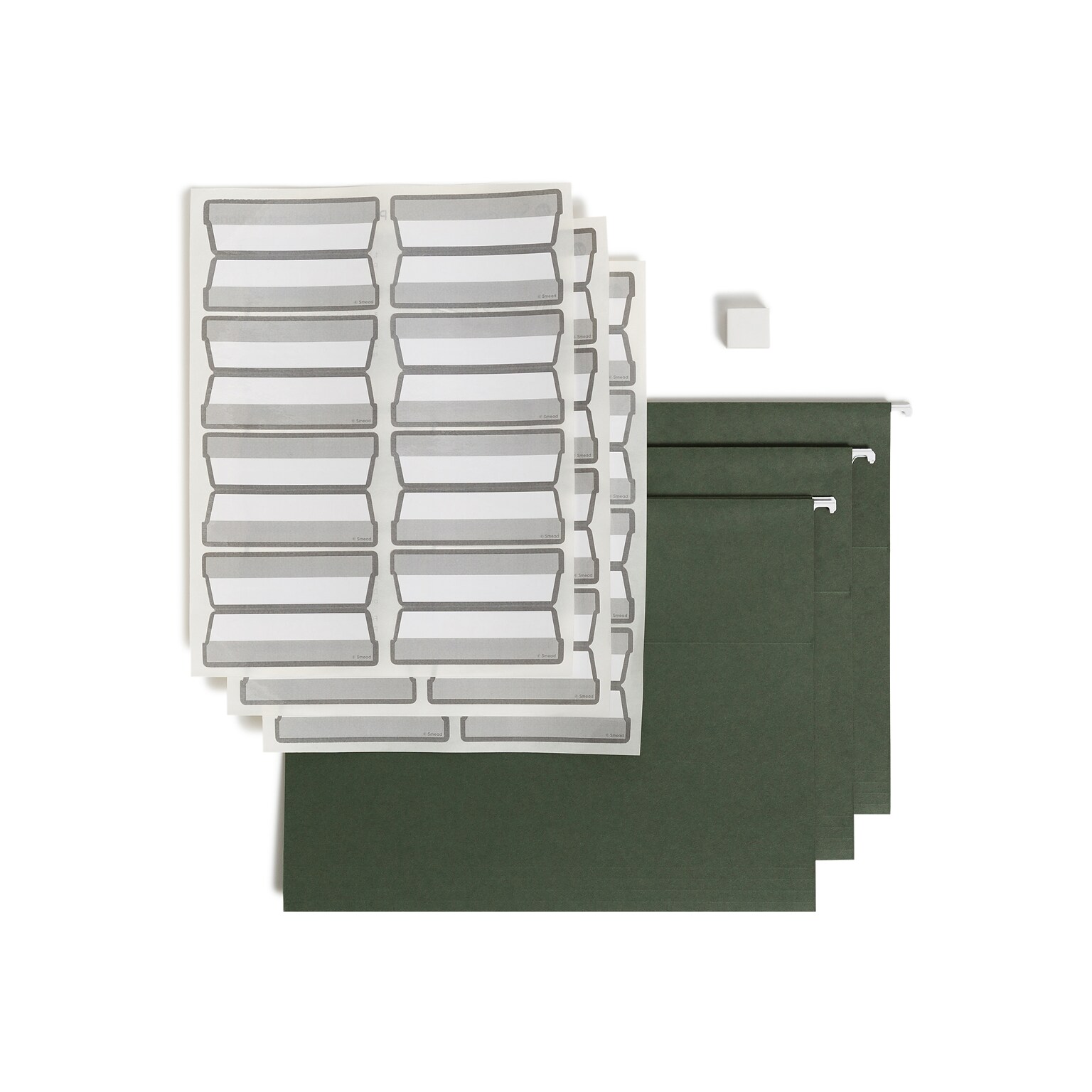 Smead Protab 100% Recycled Hanging File Folder, 3-Tab, Letter, Standard Green, 20/Box (64195)