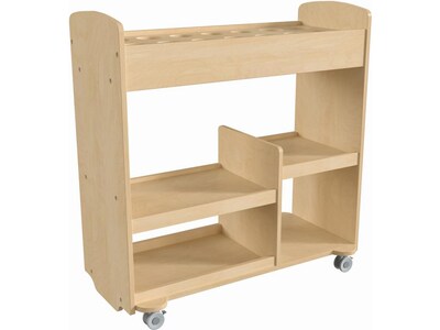 Flash Furniture Bright Beginnings Mobile 18-Section Storage Cart, 31.75"H x 33.25"W x 15.75"D, Natural Birch Plywood